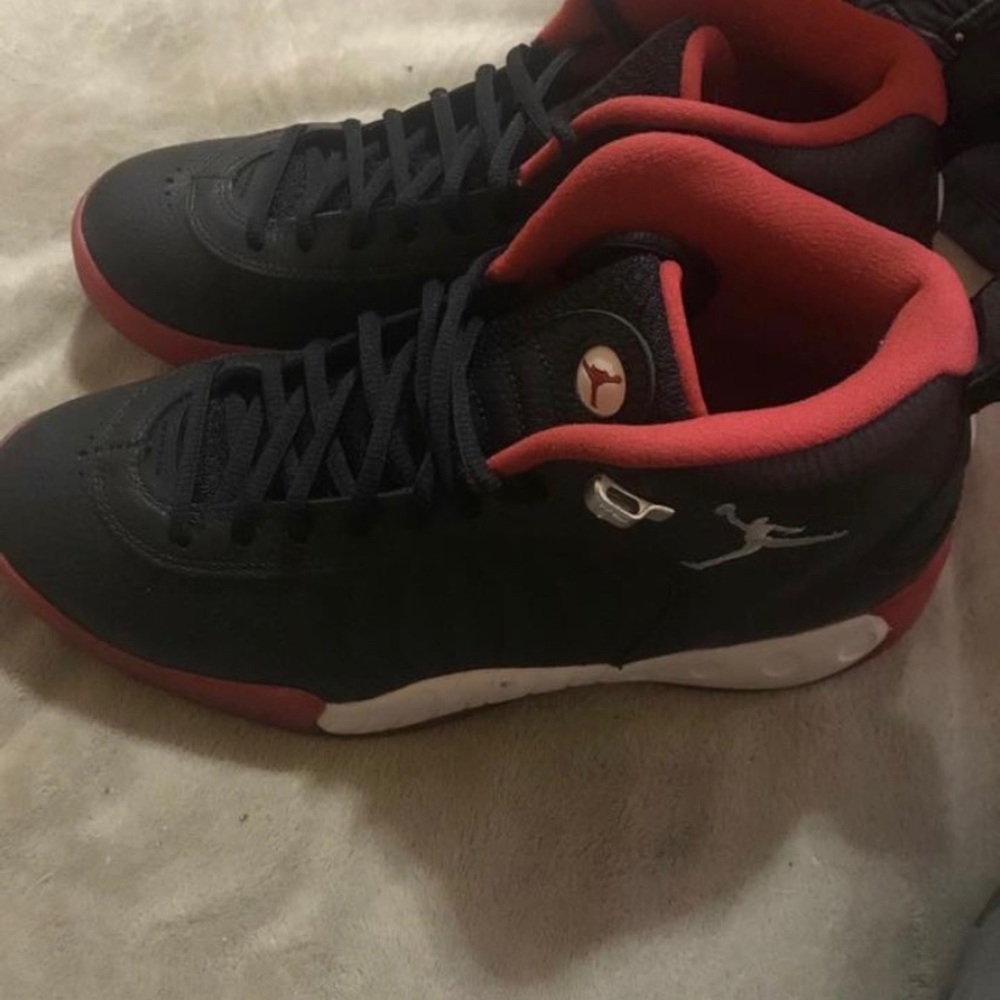 Pair of back and red Jordan’s
